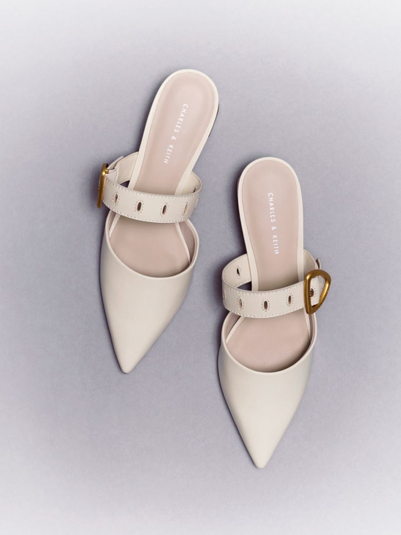 Mules Charles & Keith Sepphe Cut-Out Toc Albi | 012DVBUTI