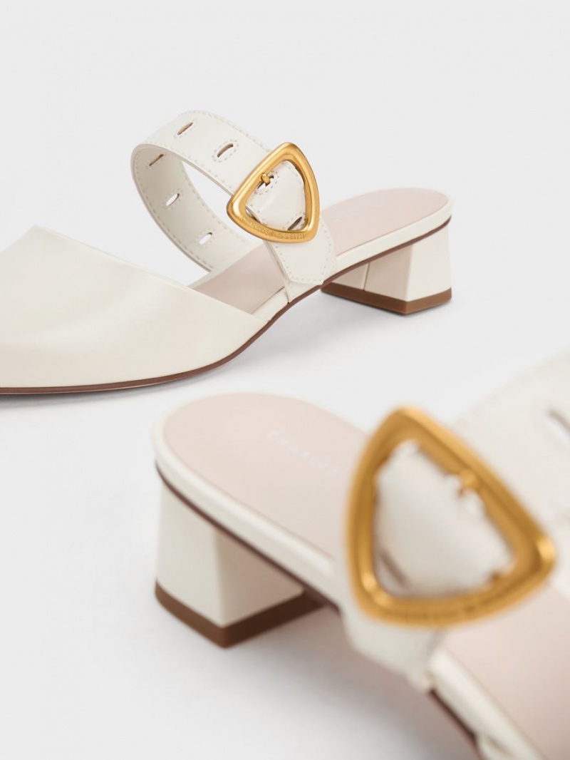Mules Charles & Keith Sepphe Cut-Out Toc Albi | 012DVBUTI