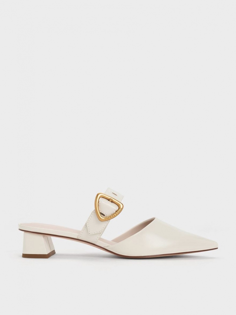 Mules Charles & Keith Sepphe Cut-Out Toc Albi | 012DVBUTI
