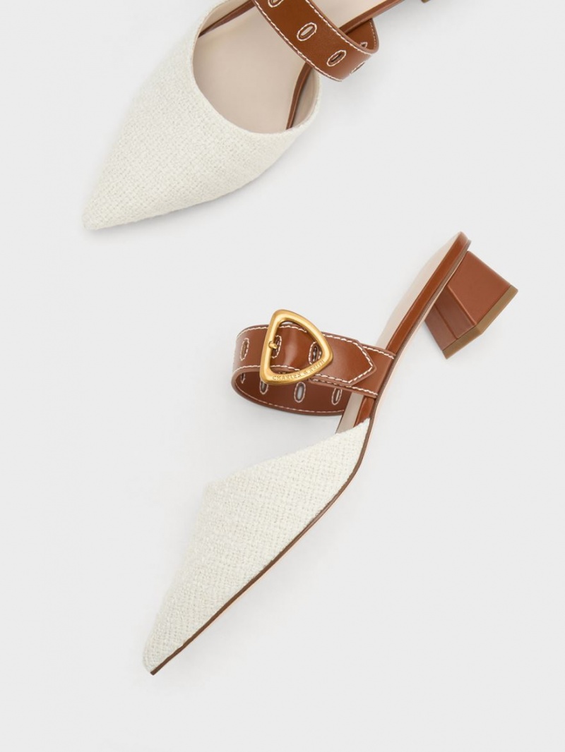 Mules Charles & Keith Sepphe Cut-Out Tweed Toc Colorati | 246NRJZUD
