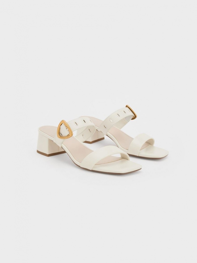 Mules Charles & Keith Sepphe Metallic Cu Catarama Toc Albi | 580JHQLOA