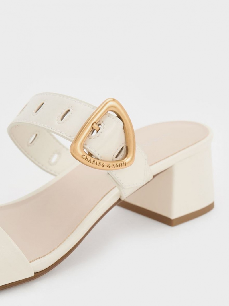 Mules Charles & Keith Sepphe Metallic Cu Catarama Toc Albi | 580JHQLOA