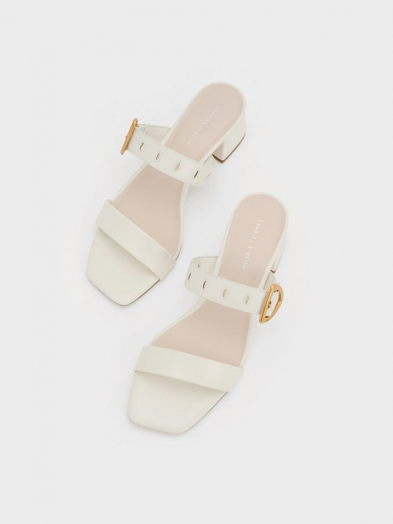 Mules Charles & Keith Sepphe Metallic Cu Catarama Toc Albi | 580JHQLOA