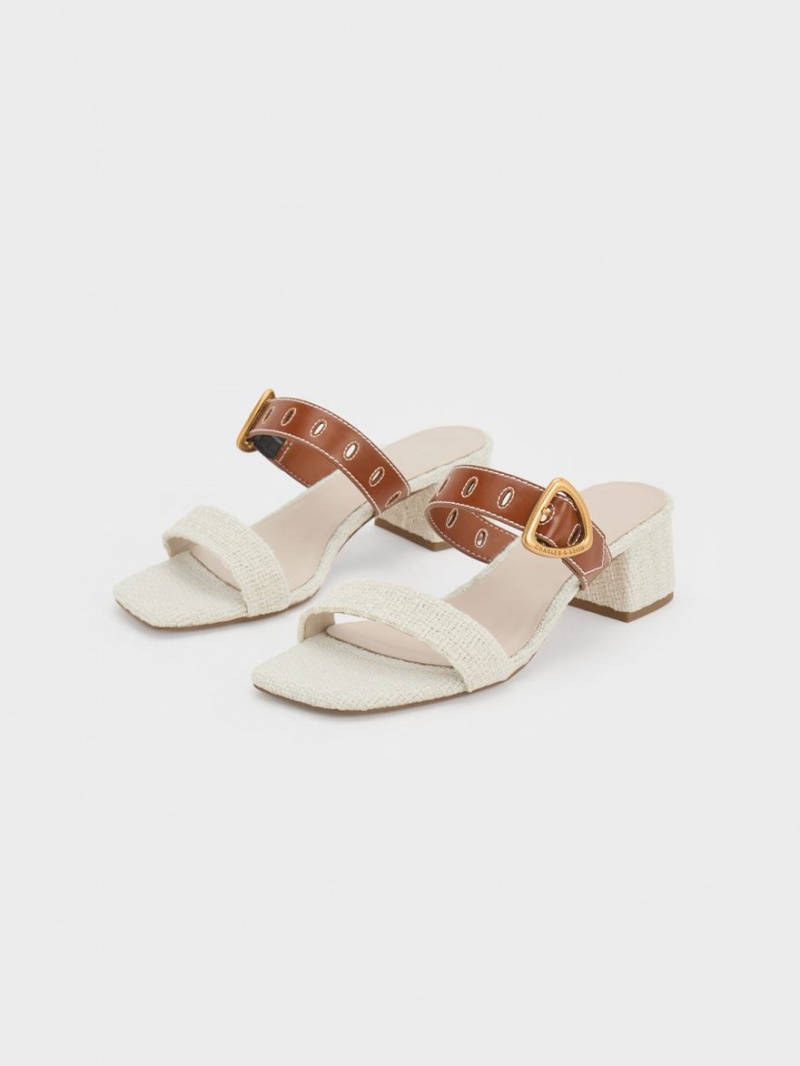 Mules Charles & Keith Sepphe Tweed Metallic Cu Catarama Toc Colorati | 859NJETZB