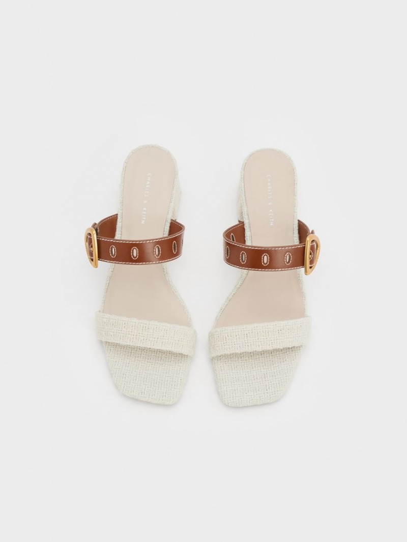 Mules Charles & Keith Sepphe Tweed Metallic Cu Catarama Toc Colorati | 859NJETZB