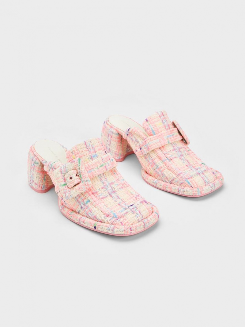 Mules Charles & Keith Sinead Tweed Buckled Loafer Colorati | 129NKAOQP