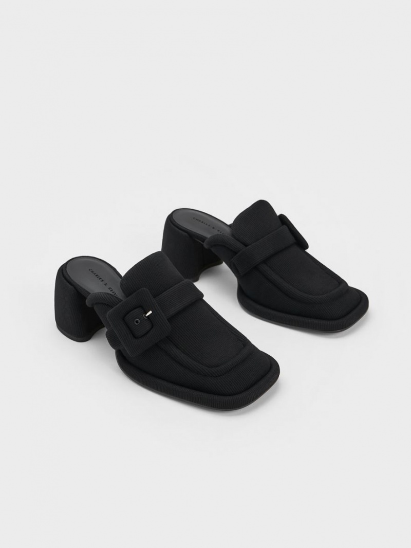 Mules Charles & Keith Sinead Woven Buckled Loafer Negrii | 048GELWZV