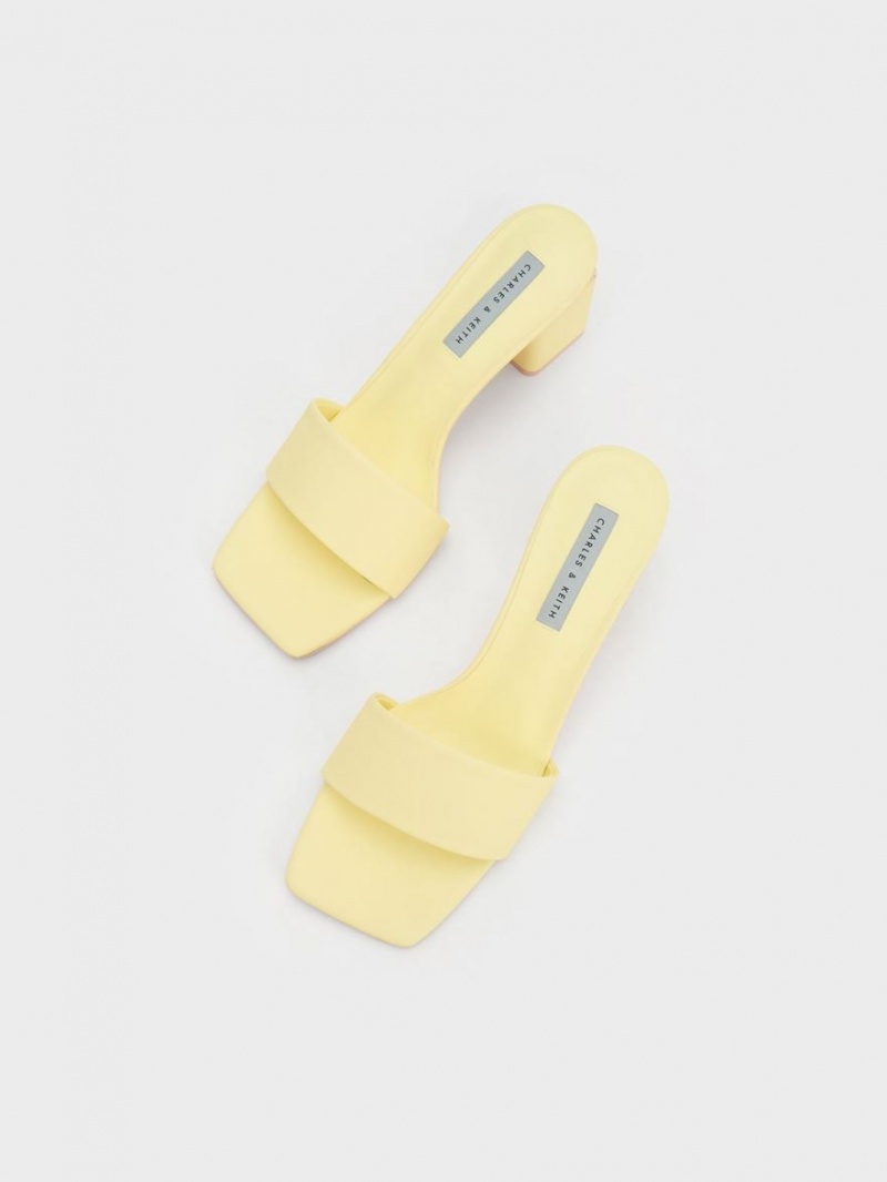 Mules Charles & Keith Square Block Heel Galbeni | 524OMSGRA