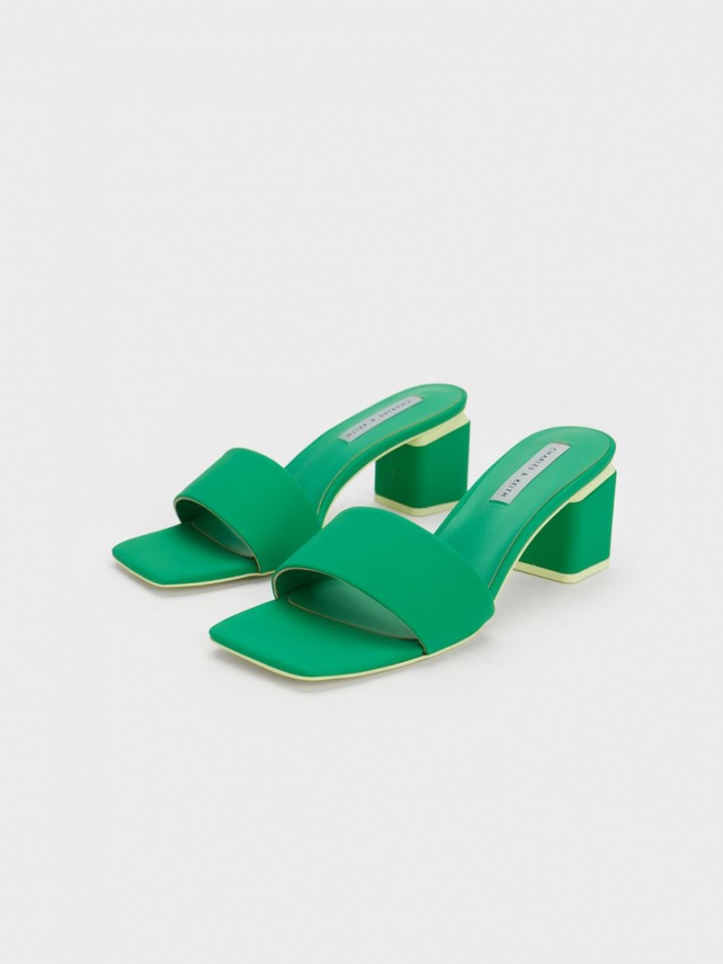 Mules Charles & Keith Square Block Heel Verzi | 317HTJBSP