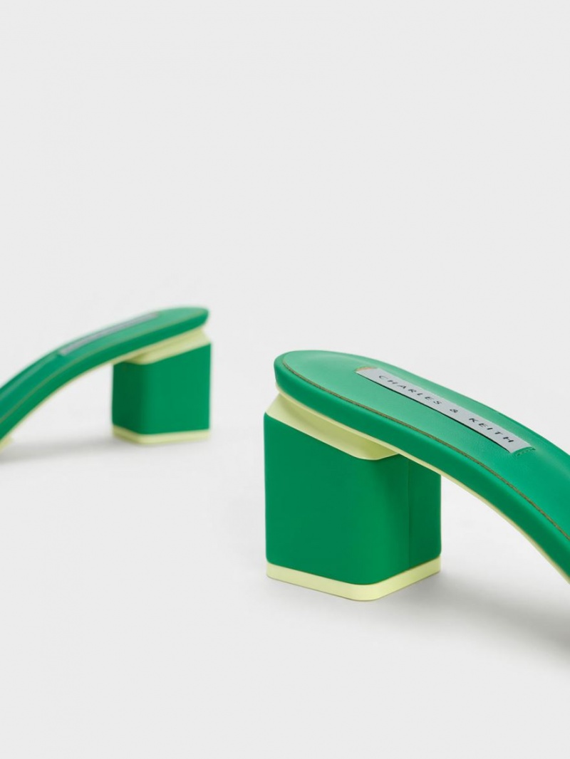 Mules Charles & Keith Square Block Heel Verzi | 317HTJBSP