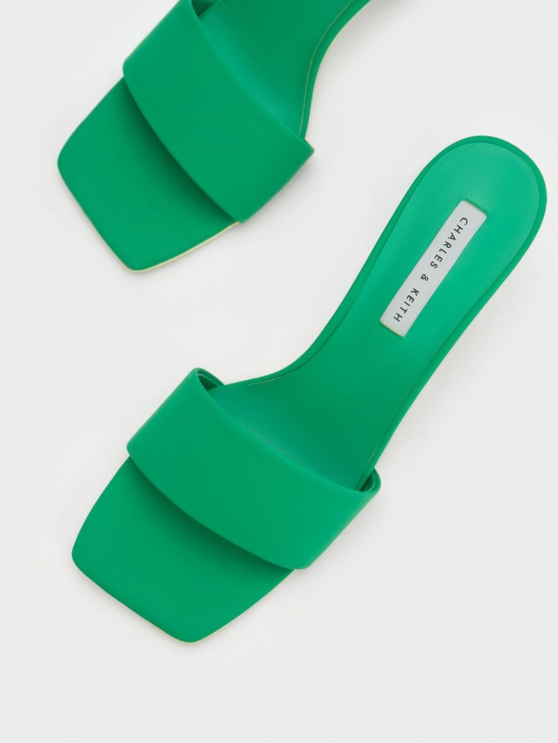 Mules Charles & Keith Square Block Heel Verzi | 317HTJBSP