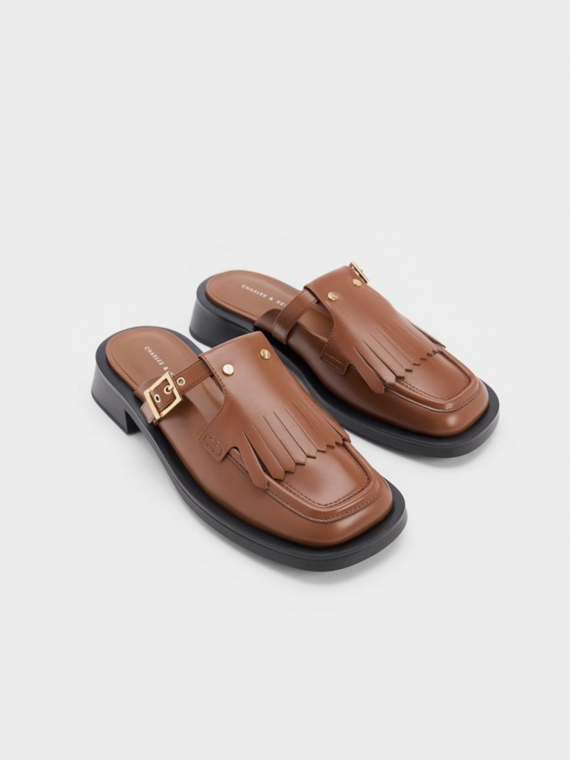 Mules Charles & Keith Studded Cut-Out Fringe Maro | 214FCHSON