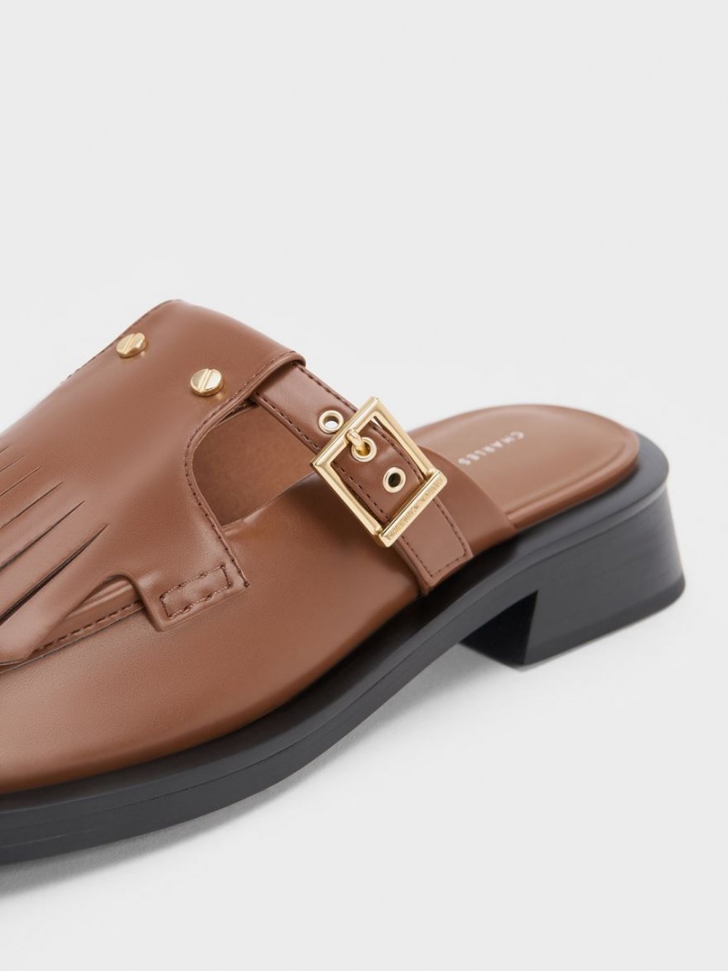 Mules Charles & Keith Studded Cut-Out Fringe Maro | 214FCHSON