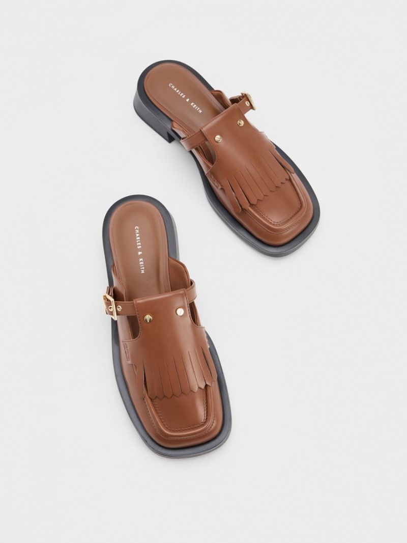 Mules Charles & Keith Studded Cut-Out Fringe Maro | 214FCHSON