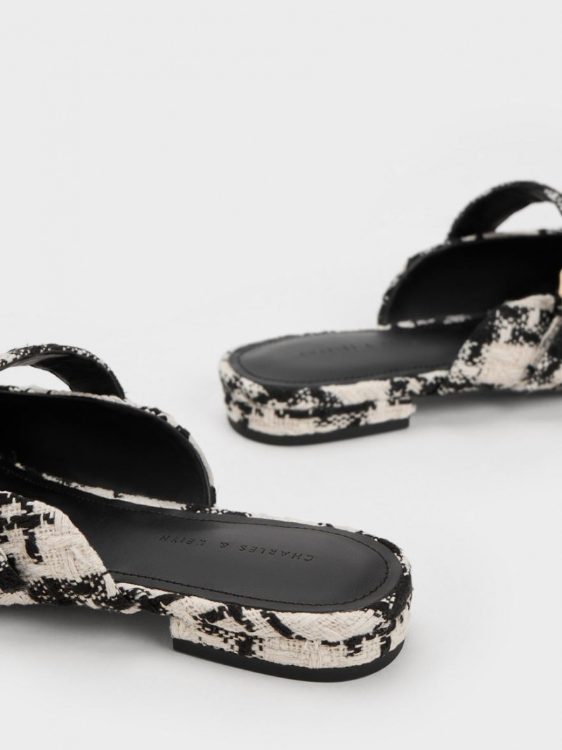 Mules Charles & Keith Tweed Pearl Cu Catarama Mary Jane Negrii | 869RLJPKX