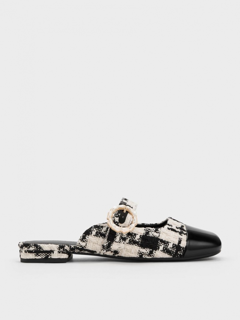 Mules Charles & Keith Tweed Pearl Cu Catarama Mary Jane Negrii | 869RLJPKX