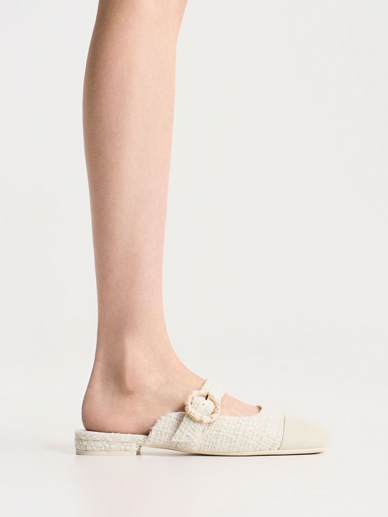 Mules Charles & Keith Tweed Pearl Cu Catarama Mary Jane Albi | 546ZFURSK