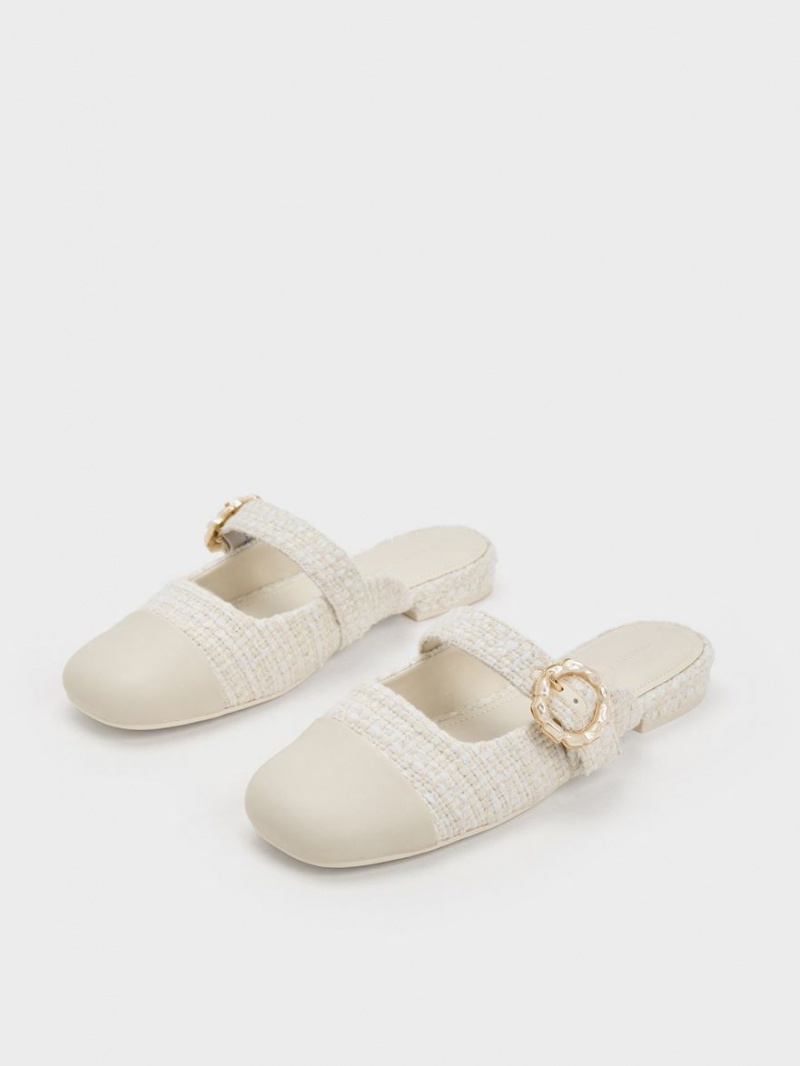 Mules Charles & Keith Tweed Pearl Cu Catarama Mary Jane Albi | 546ZFURSK