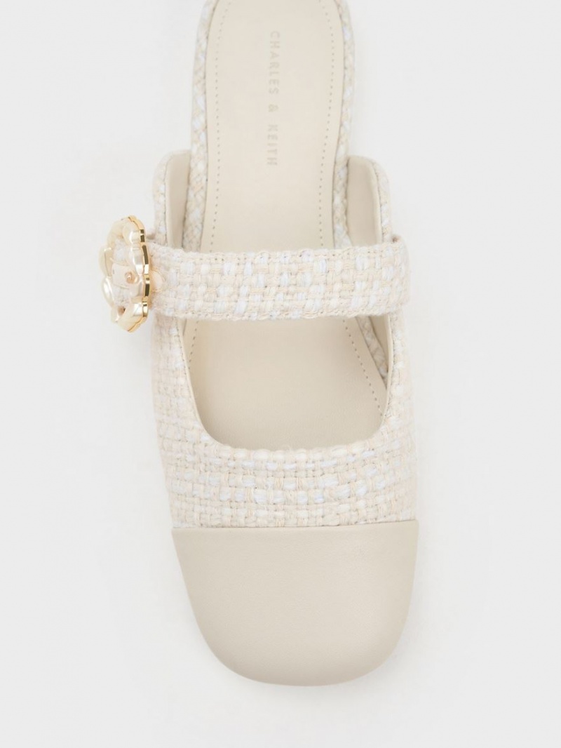 Mules Charles & Keith Tweed Pearl Cu Catarama Mary Jane Albi | 546ZFURSK