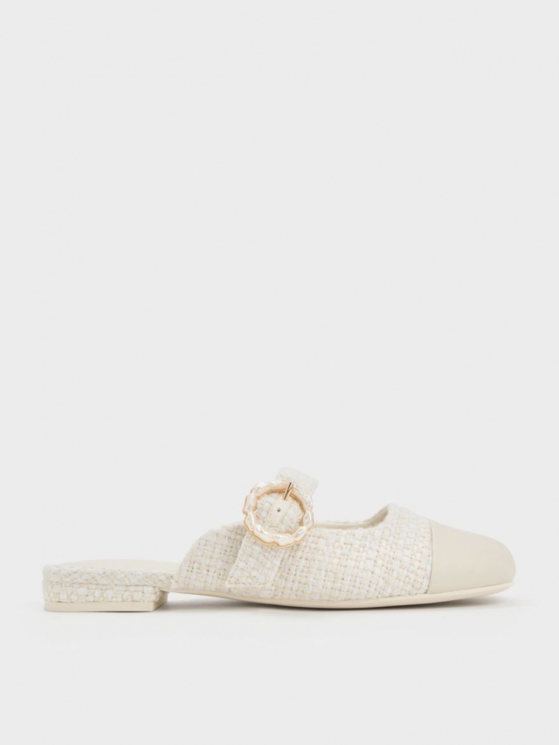 Mules Charles & Keith Tweed Pearl Cu Catarama Mary Jane Albi | 546ZFURSK