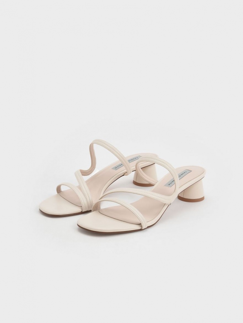 Mules Charles & Keith Wavy Curea Albi | 267TJHIMD