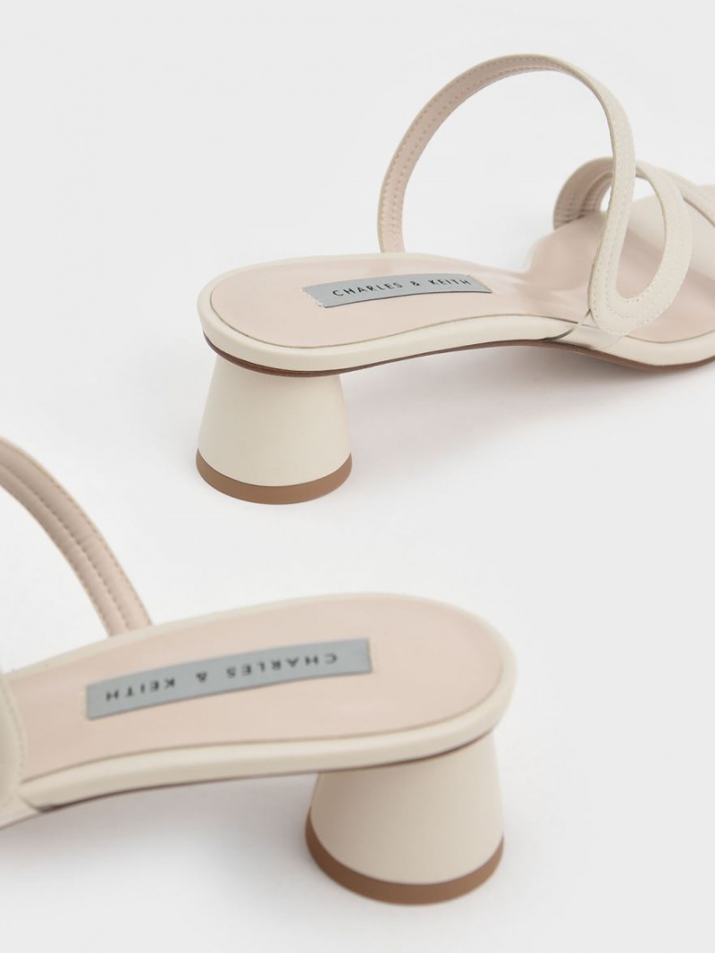 Mules Charles & Keith Wavy Curea Albi | 267TJHIMD