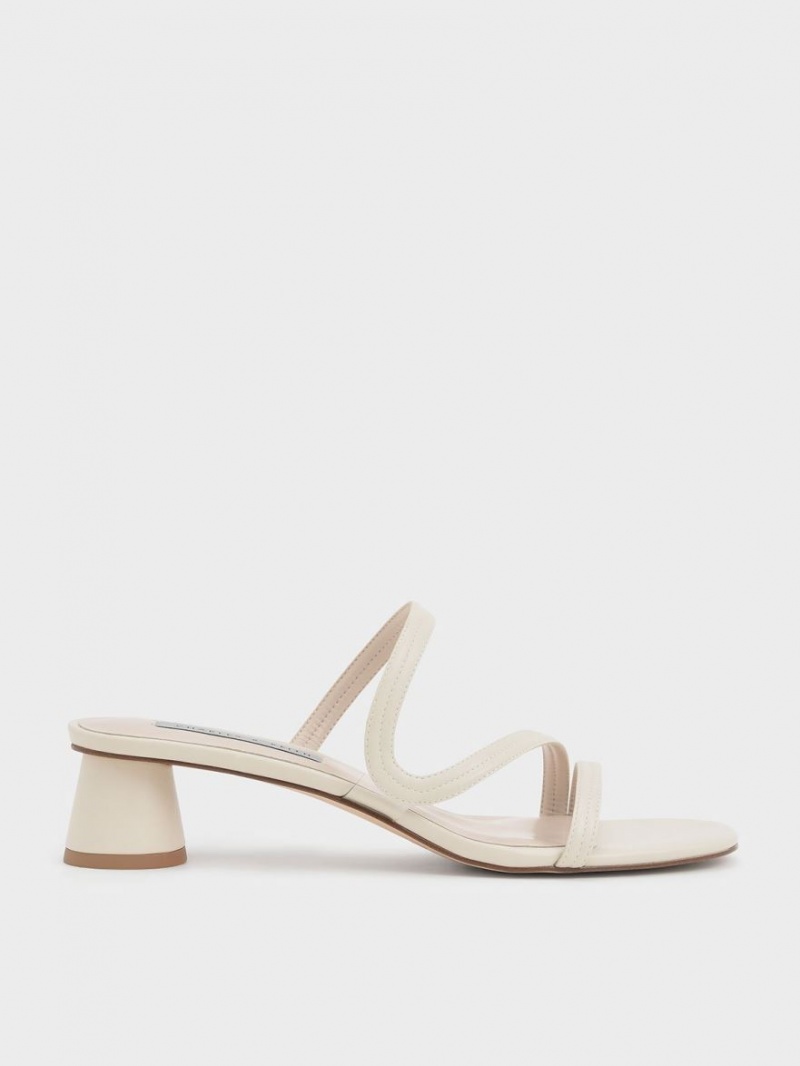 Mules Charles & Keith Wavy Curea Albi | 267TJHIMD