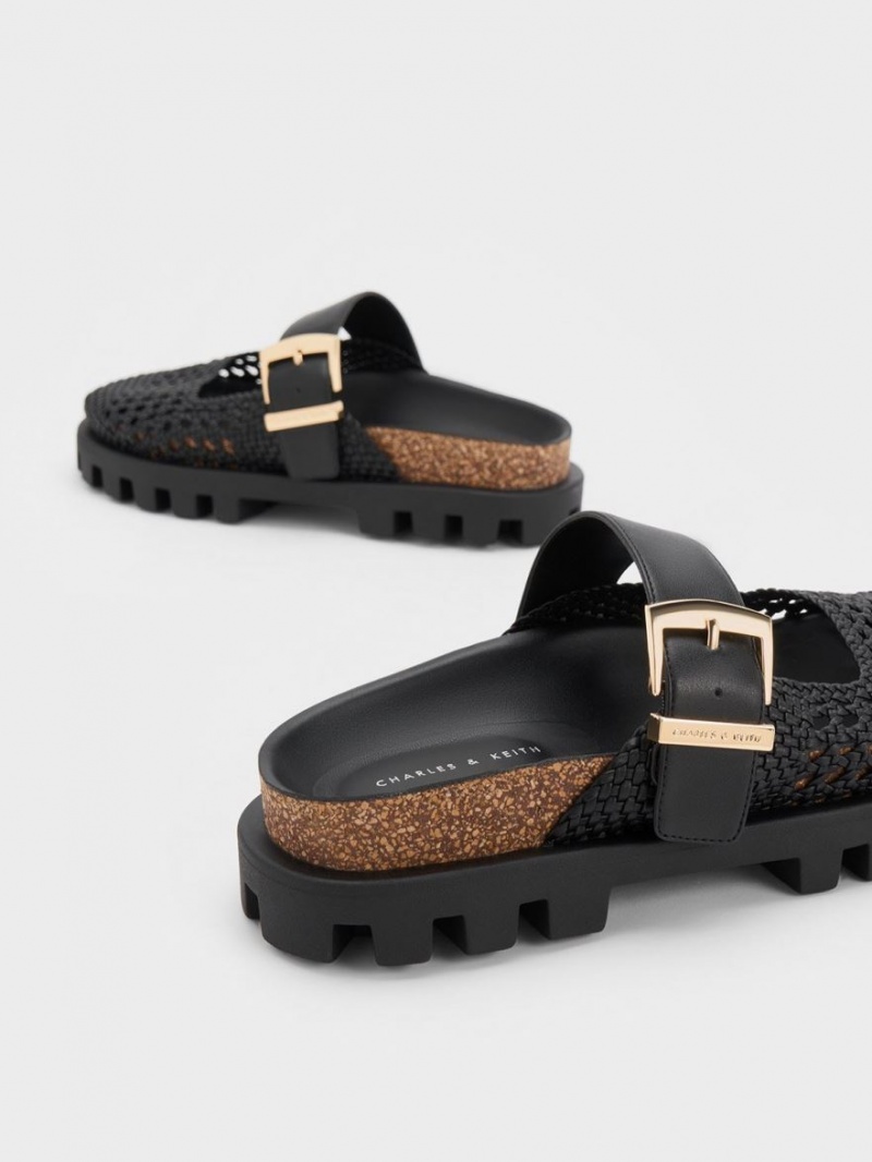 Mules Charles & Keith Woven Buckled Plati Negrii | 428CUVFNO
