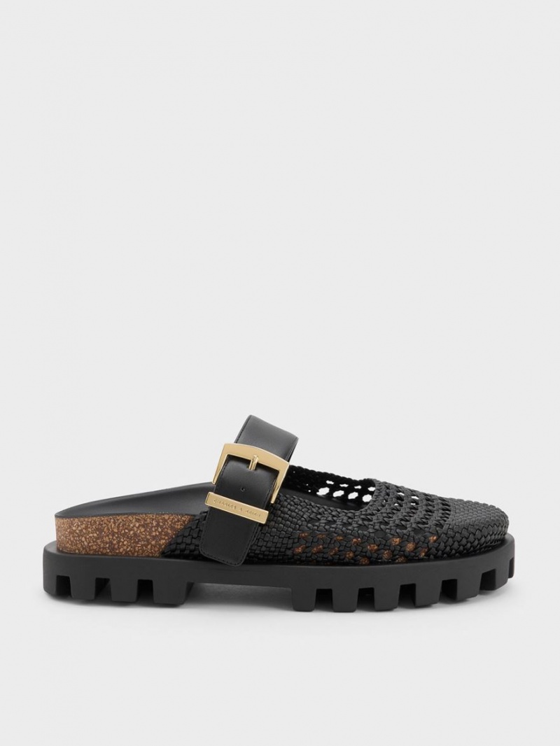 Mules Charles & Keith Woven Buckled Plati Negrii | 428CUVFNO