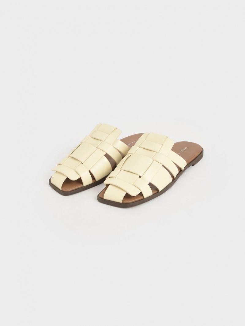 Mules Charles & Keith Woven Plati Albi | 571PENKFH