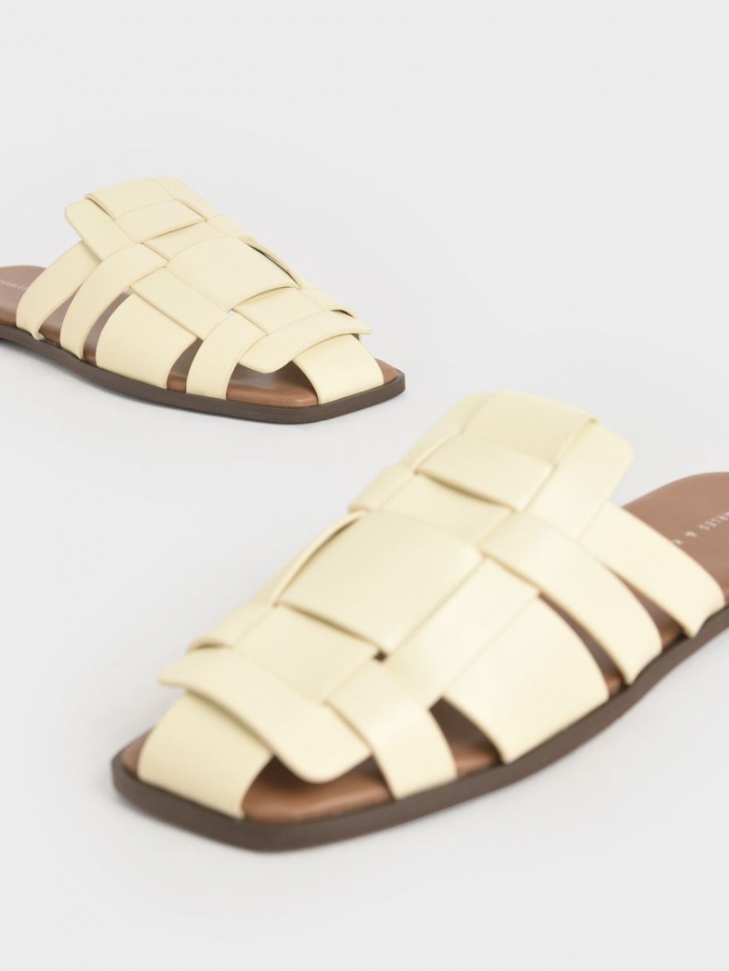 Mules Charles & Keith Woven Plati Albi | 571PENKFH