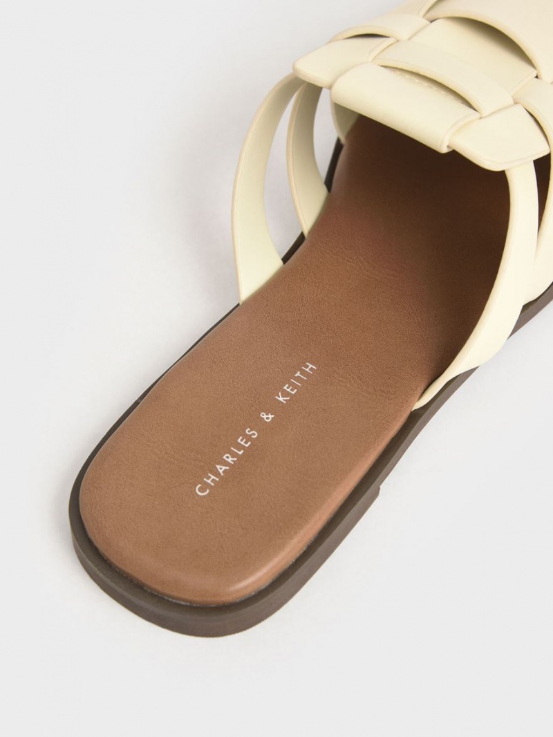 Mules Charles & Keith Woven Plati Albi | 571PENKFH