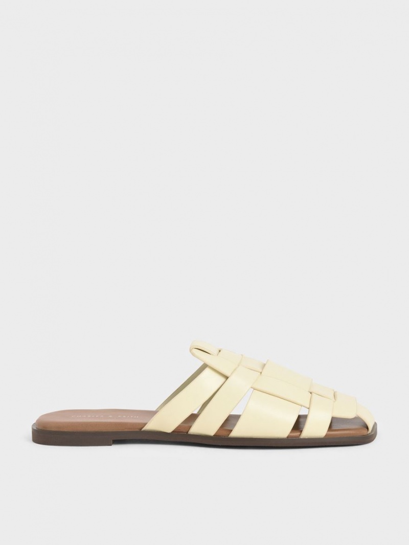 Mules Charles & Keith Woven Plati Albi | 571PENKFH