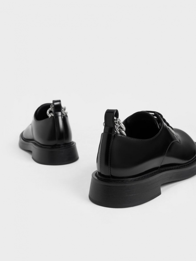 Pantofi Derby Charles & Keith Grosolan Chain Negrii | 178MLZPEX