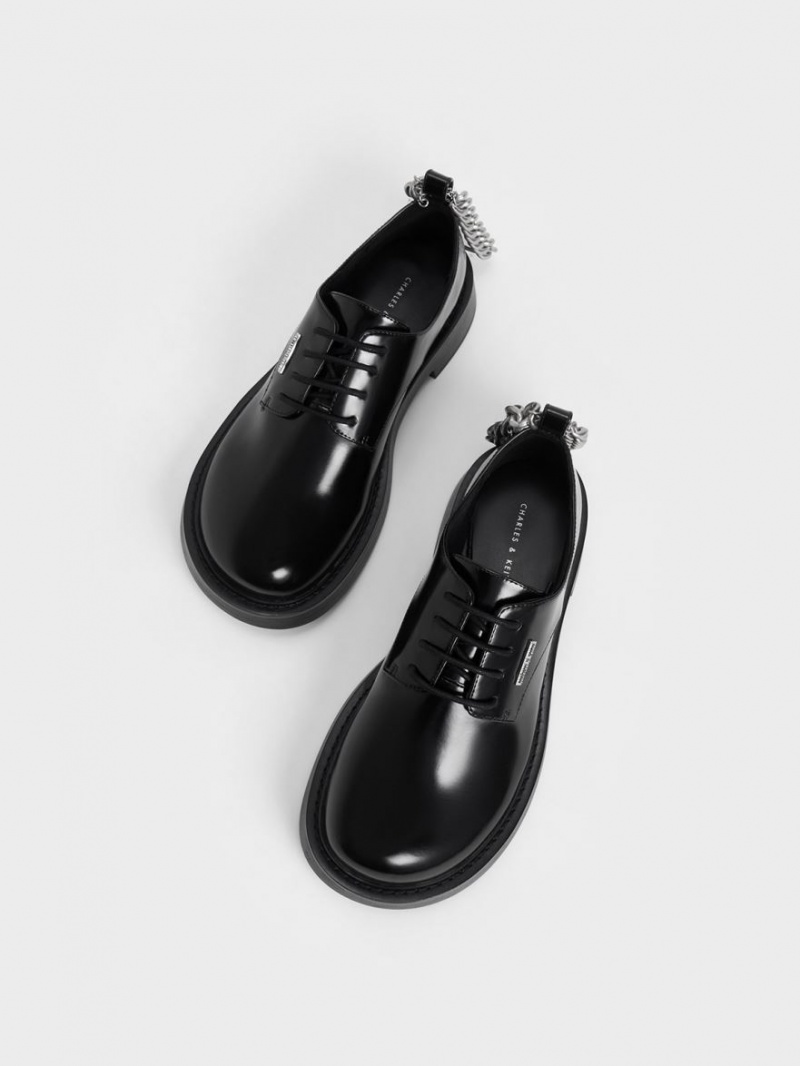 Pantofi Derby Charles & Keith Grosolan Chain Negrii | 178MLZPEX