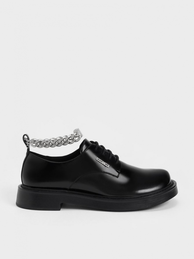 Pantofi Derby Charles & Keith Grosolan Chain Negrii | 178MLZPEX