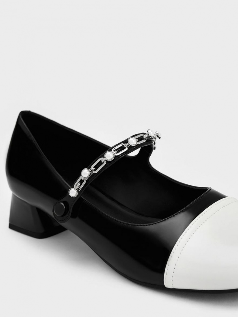 Pantofi Mary Jane Charles & Keith Beaded Chain-Link Negrii | 492WYBEQZ