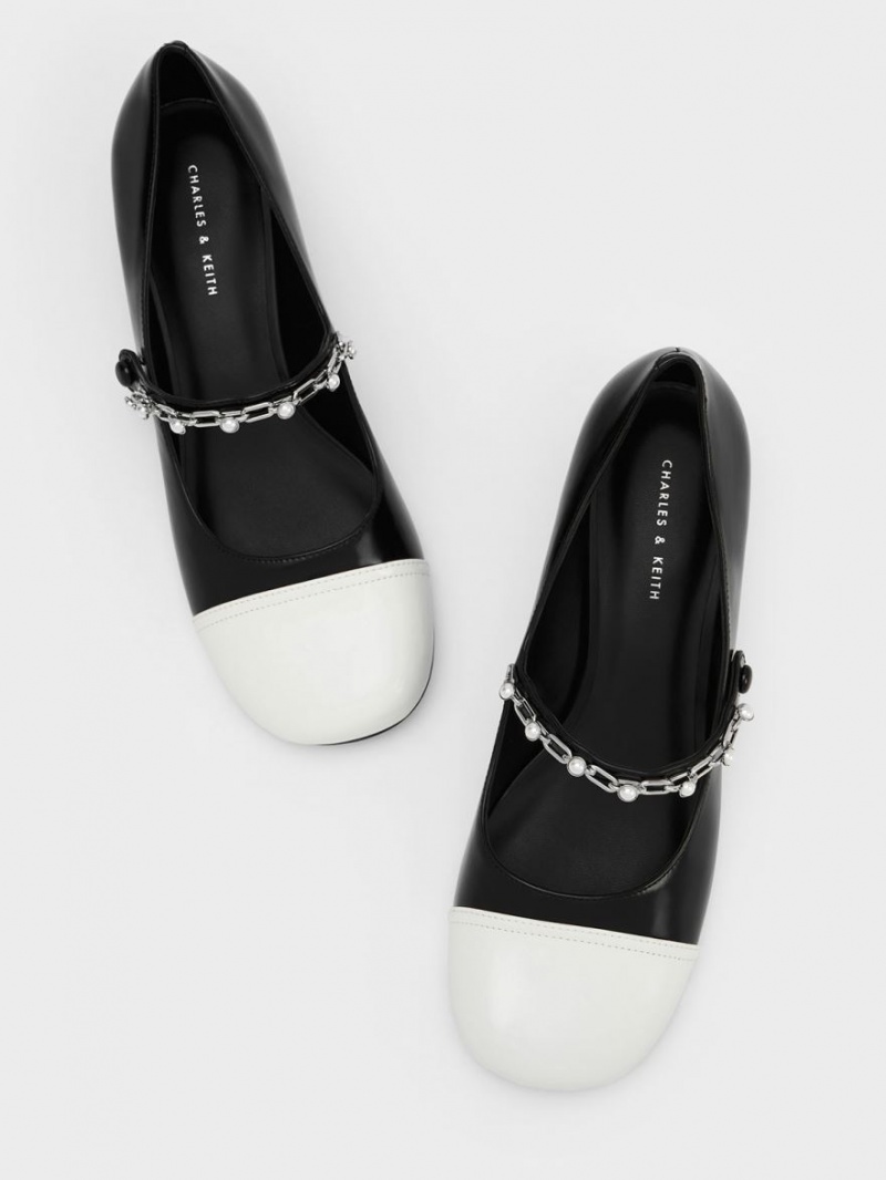 Pantofi Mary Jane Charles & Keith Beaded Chain-Link Negrii | 492WYBEQZ