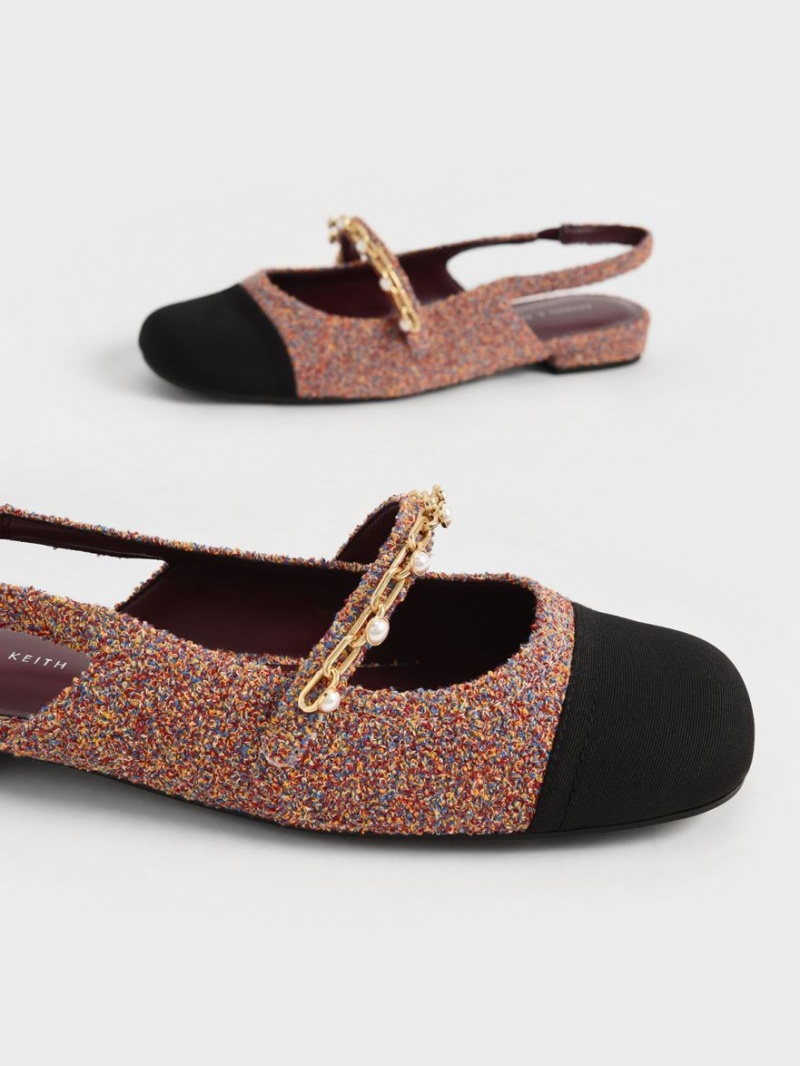 Pantofi Mary Jane Charles & Keith Beaded Chain-Link Terry Cloth & Grosgrain Slingback Rosii | 674BQPOWD
