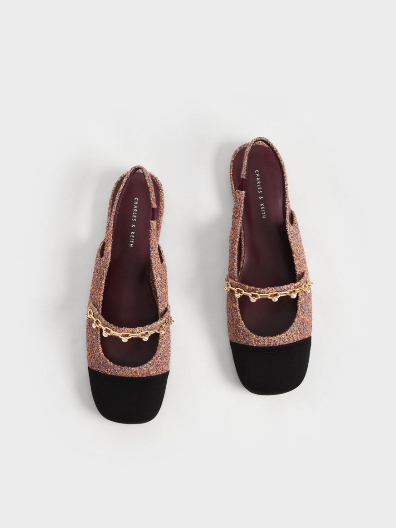 Pantofi Mary Jane Charles & Keith Beaded Chain-Link Terry Cloth & Grosgrain Slingback Rosii | 674BQPOWD