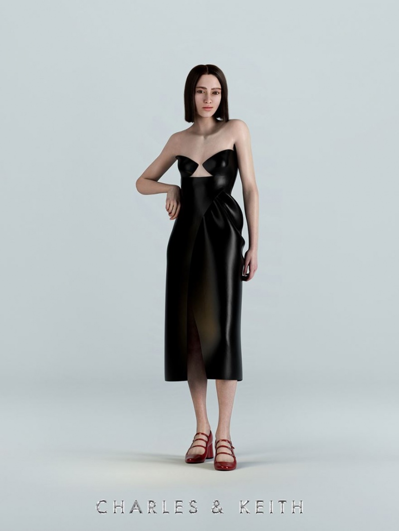 Pantofi Mary Jane Charles & Keith Buckled Cylindrical Heel Rosii | 291RFEGIB
