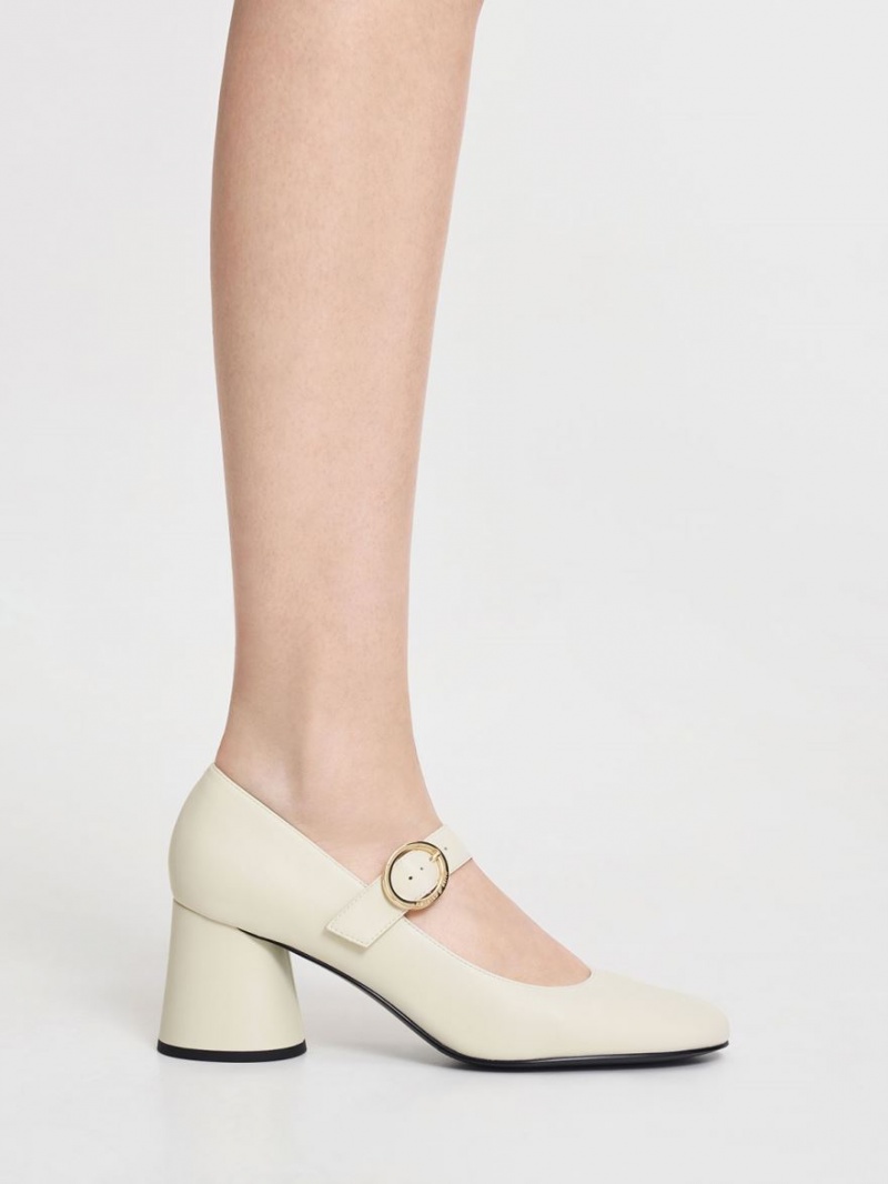 Pantofi Mary Jane Charles & Keith Cylindrical Block Heel Albi | 417IPEKFO