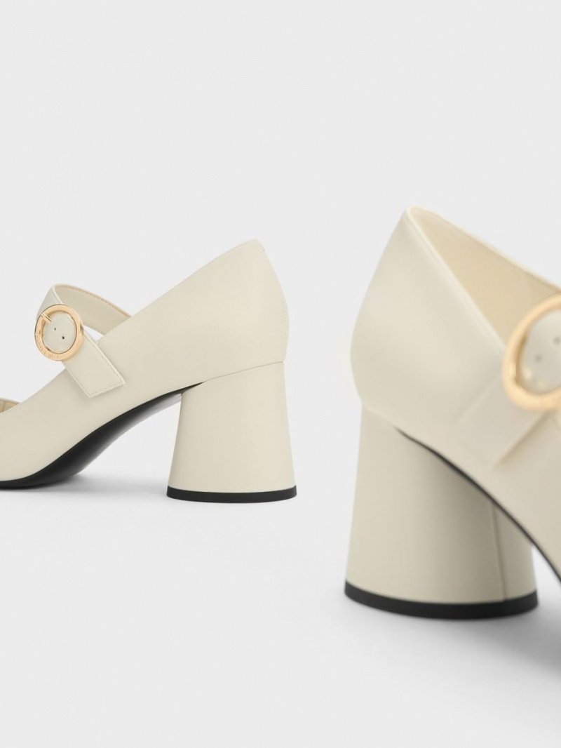 Pantofi Mary Jane Charles & Keith Cylindrical Block Heel Albi | 417IPEKFO
