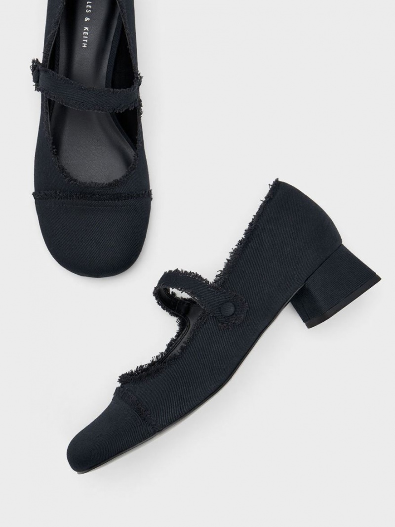 Pantofi Mary Jane Charles & Keith Denim Block Heel Albastri Inchis | 027ZFOGCU