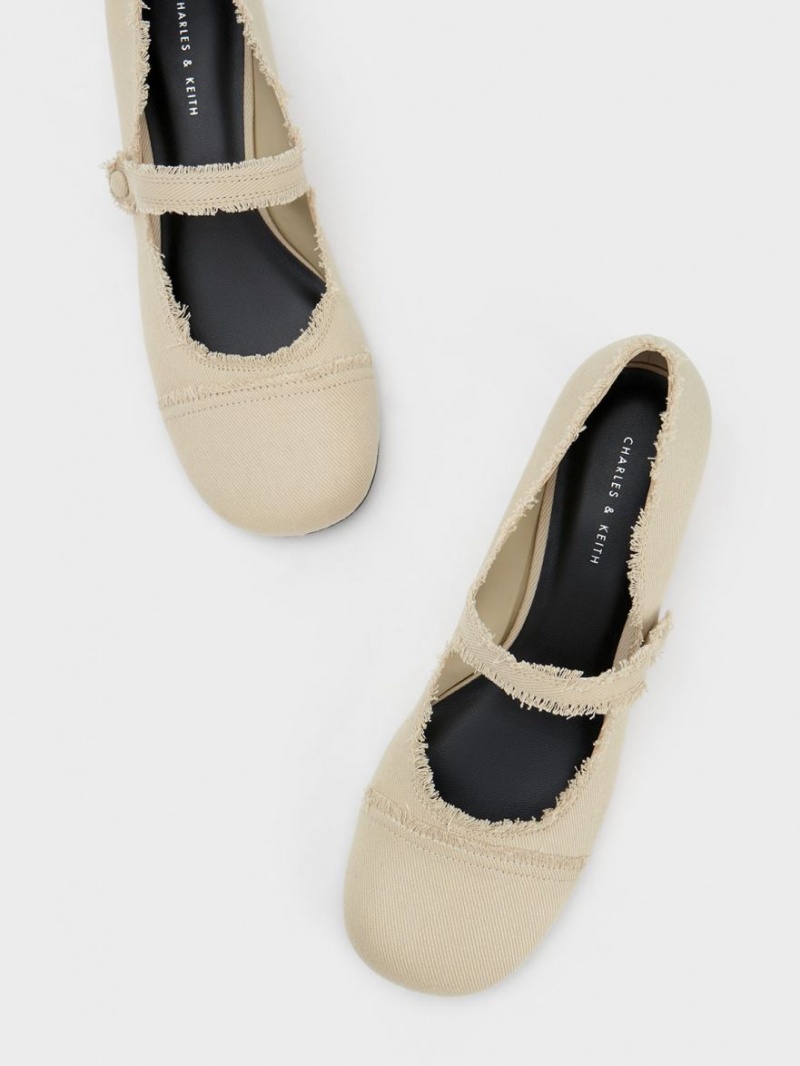 Pantofi Mary Jane Charles & Keith Denim Block Heel Bej | 017VWPUNJ