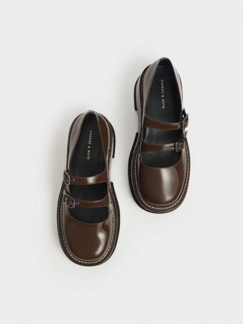 Pantofi Mary Jane Charles & Keith Frankie Lacuita Platforma​ Maro Inchis | 605THRBQV