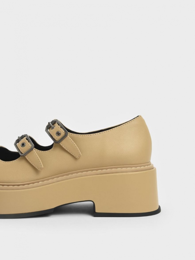 Pantofi Mary Jane Charles & Keith Frankie Platforma​ Bej | 623URCQFE