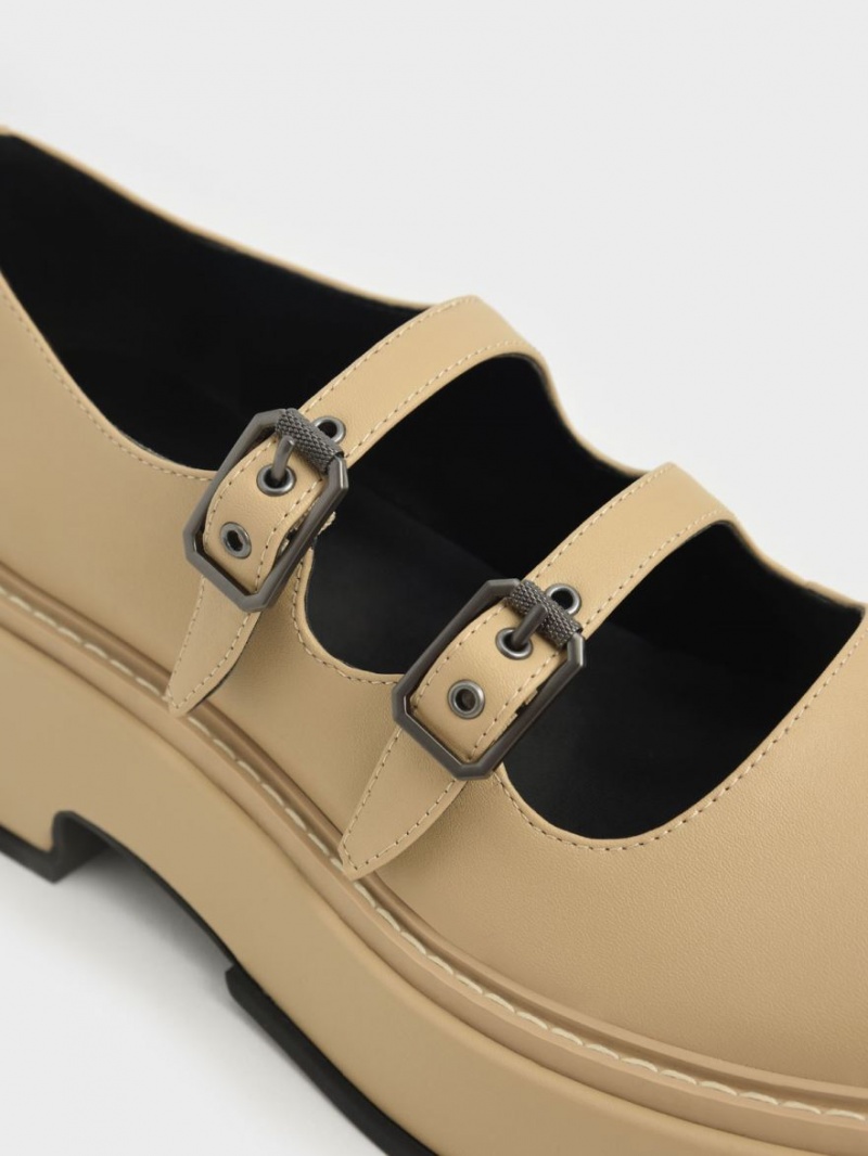 Pantofi Mary Jane Charles & Keith Frankie Platforma​ Bej | 623URCQFE