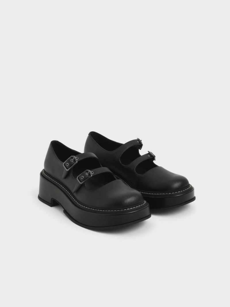 Pantofi Mary Jane Charles & Keith Frankie Platforma​ Negrii | 904MWNHPX
