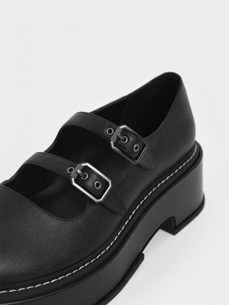Pantofi Mary Jane Charles & Keith Frankie Platforma​ Negrii | 904MWNHPX
